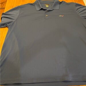 Greg Norman Collection Navy Polo with Multicolor Shark Logo